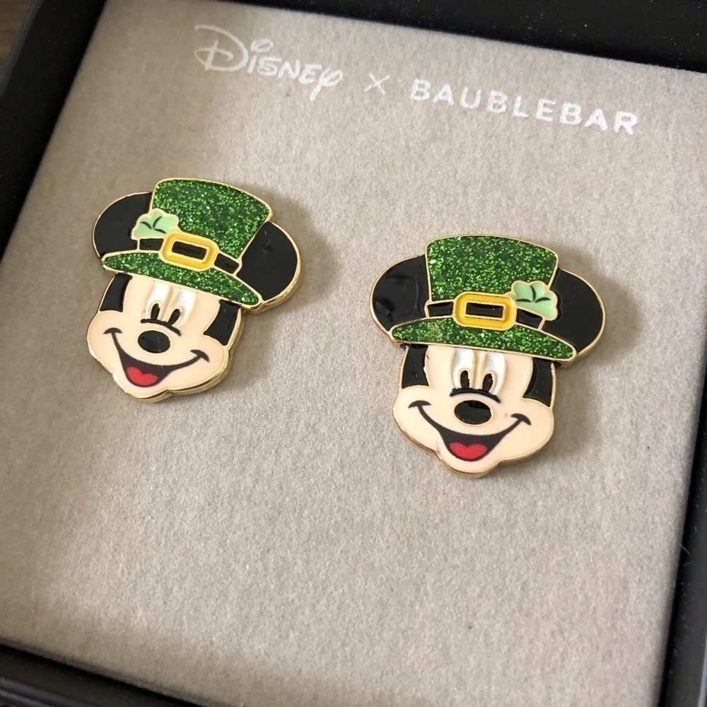 Baublebar x Disney:  Mickey Mouse st. Patrick Day leprechaun post earrings